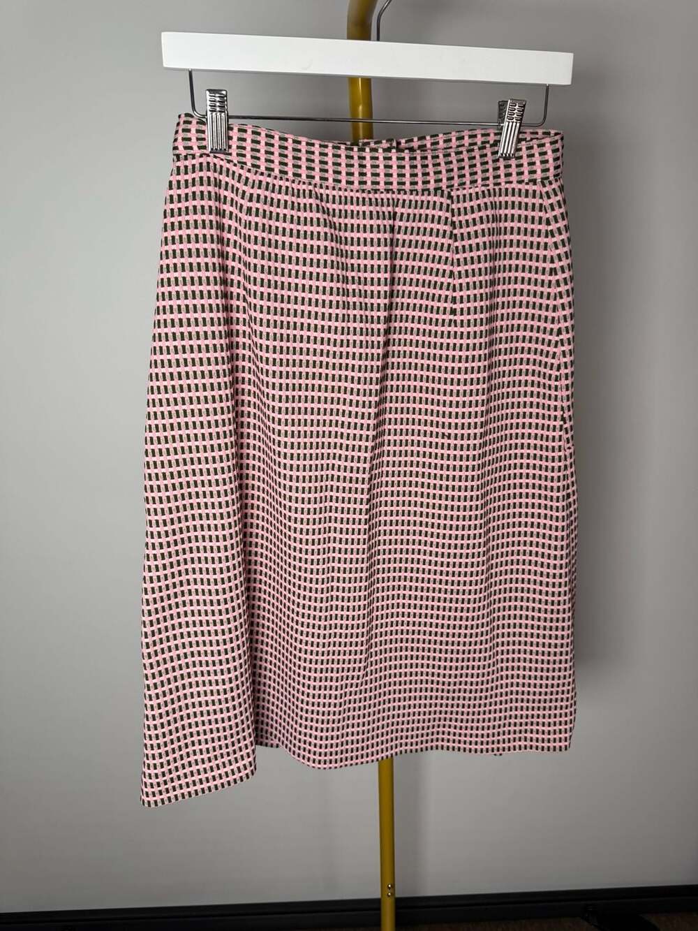 70s vintage skirt checkered green and pink skirt.